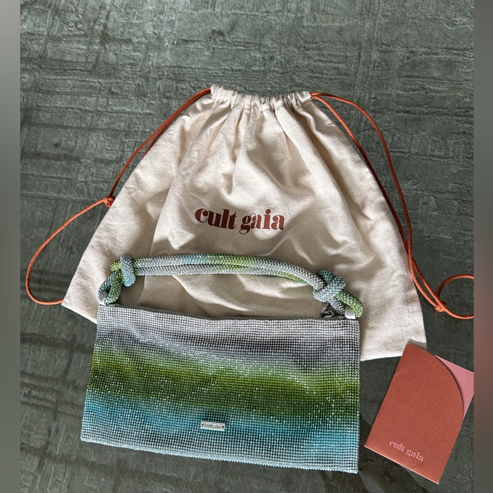 Cult Gaia Green and Blue Scenic Clutch